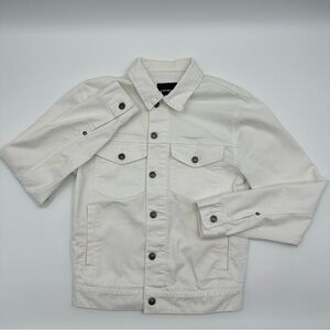 Express Mens XS Shirt Jacket White Shacket Utility Full Button Minor Stains